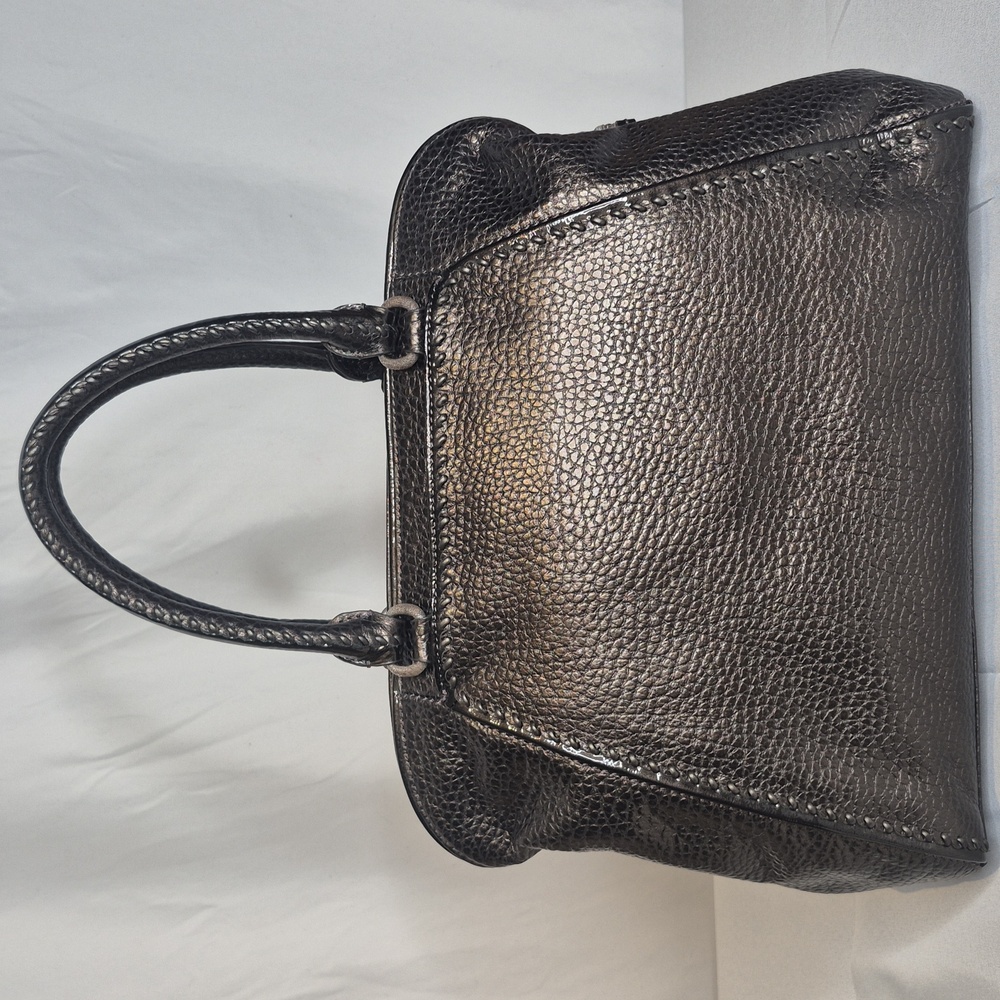 BRIGHTON PEWTER JOELLE  PEBBLED LEATHER  BEADED EMBOSSED DOCTORS BAG MRP$440NWOT - Picture 5 of 16
